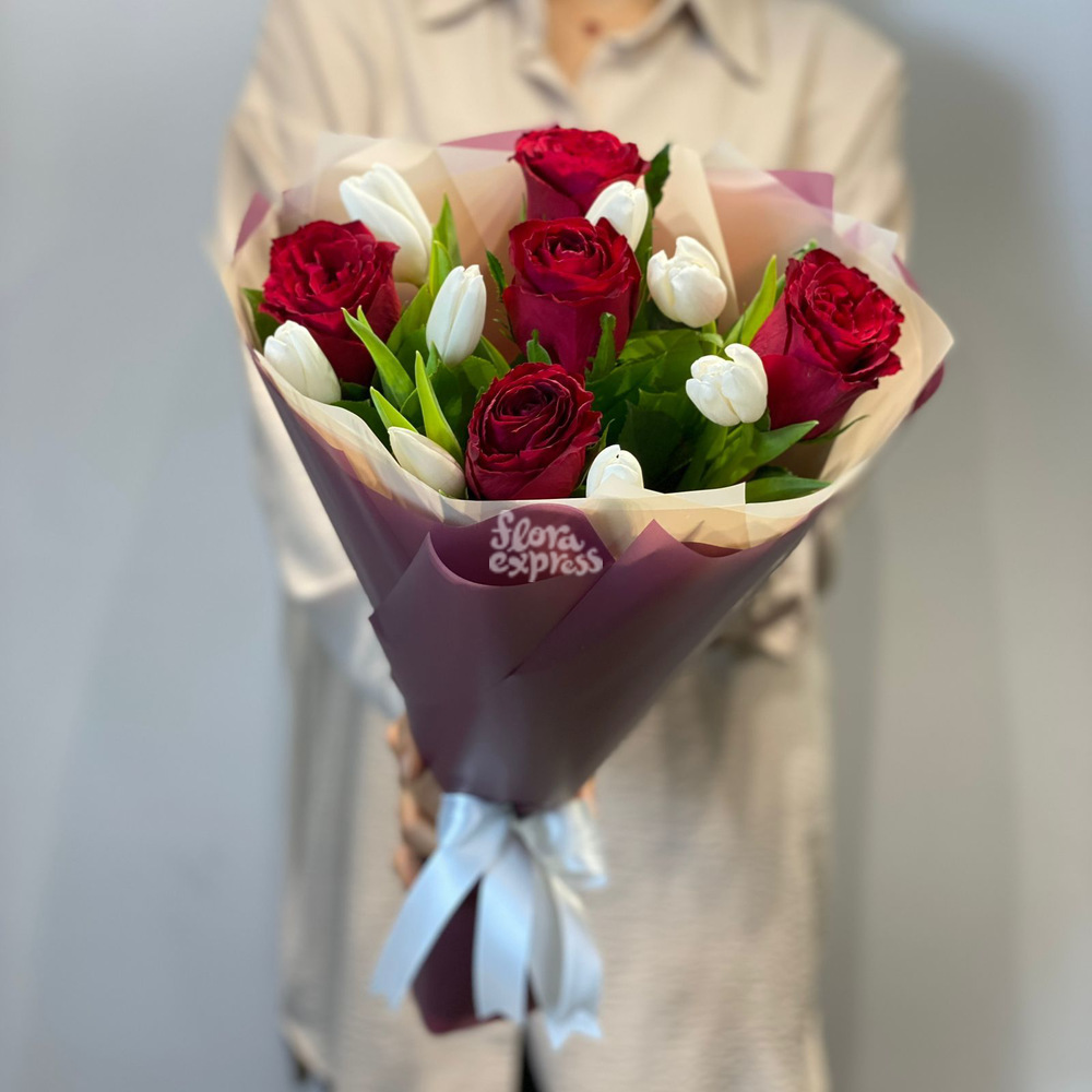 

Букет «Flora Express», Букет из роз с тюльпанами